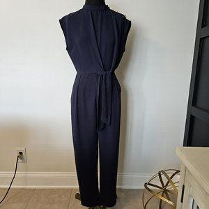 EUC *Zara Basic* Women´s Dark Navy Back Open Slit Overall Jumpsuit w/Pockets XS